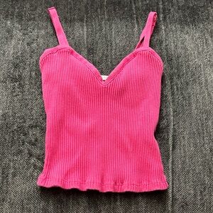 ZARA || Pink Ribbed cropped Knit Women's Top